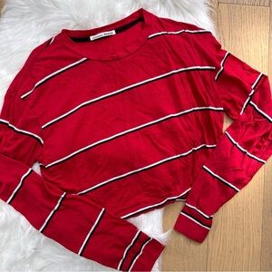 Reformation Red Striped Cropped Long Sleeve T-Shirt